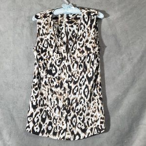 Maurices Sleeveless Buttondown Brown & Black Animal Print Size S